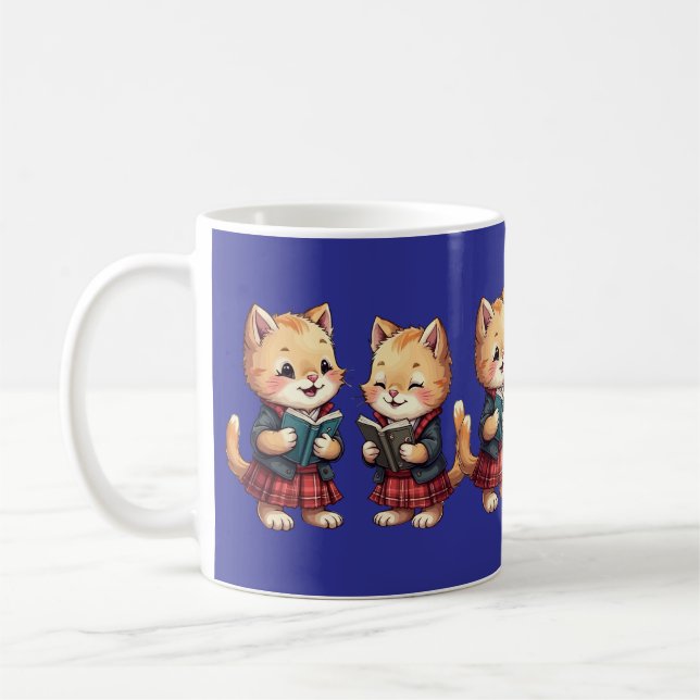 Caneca De Café Cute Orange Kitties Reading Burns Night Poetry (Esquerda)