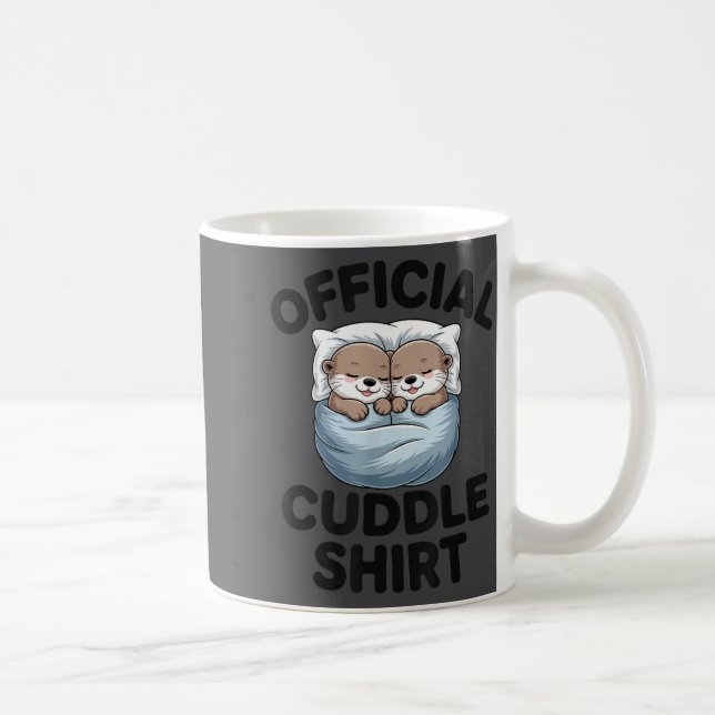 Caneca De Café Cute Otter Couple Cozy Cuddle  (Direita)