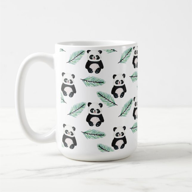 Caneca De Café Cute panda and palm leaf pattern (Esquerda)