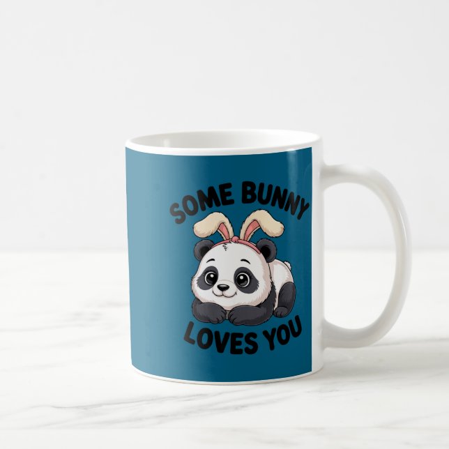Caneca De Café Cute Panda Bunny Some Bunny Loves You  (Direita)