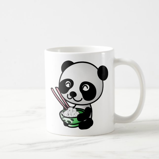 Caneca De Café Cute Panda Comendo Arroz de Boliche com Chopsticks (Direita)