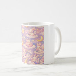 Caneca De Café Cute Pastel Bunny Moon Mug – Kawaii Dreamy Clouds