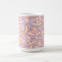 Caneca De Café Cute Pastel Bunny Mug – Kawaii Moon & Clouds