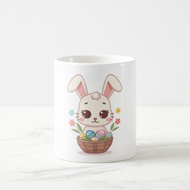 Caneca De Café Cute Pastel Easter Bunny Basket Illustration (Centro)