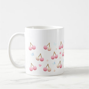 Caneca De Café Cute Pastel Pink Cherry Pattern Coffee Mug