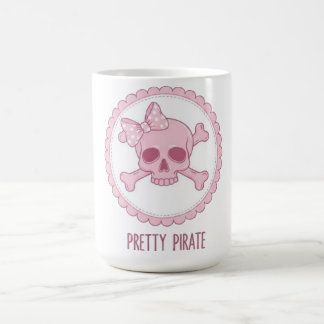 Caneca De Café Cute Pastel Pink Skull with Bow and Crossbones Des