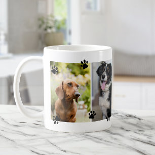 Caneca De Café Cute Paw Prints Quatro Fotos de Animais de Estimaç