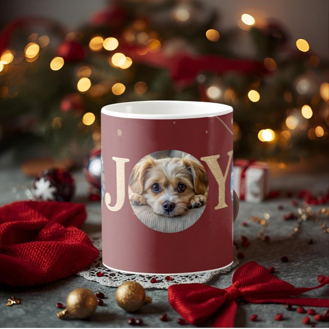 Caneca De Café cute personalized holiday dog pet photos  (Criador carregado)
