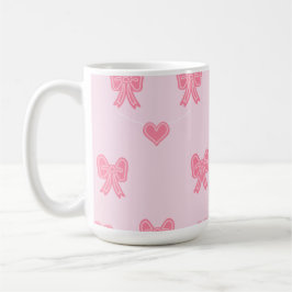 Caneca De Café Cute Pink Bows and Hearts Coque