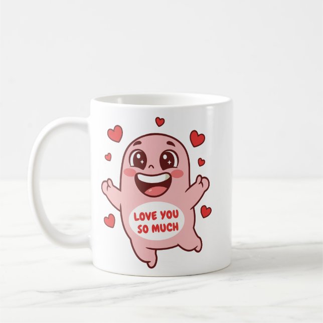 Caneca De Café Cute Pink Monster Love You So Much Art (Esquerda)