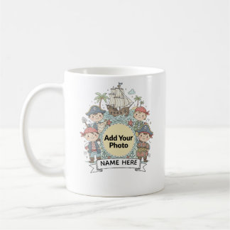 Caneca De Café Cute Pirate Adventure Custom Photo  Name Kids Mug