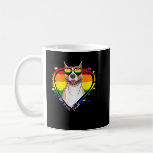 Caneca De Café Cute Pitbull Rainbow Heart Gay Pride LGBT Tshirt D