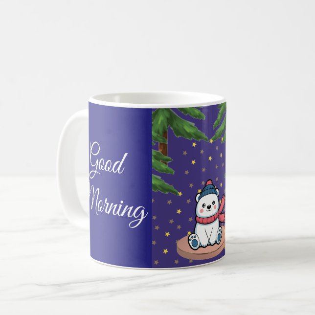Caneca De Café Cute Polar Bear Winter Coffee Mug (Frente Esquerda)