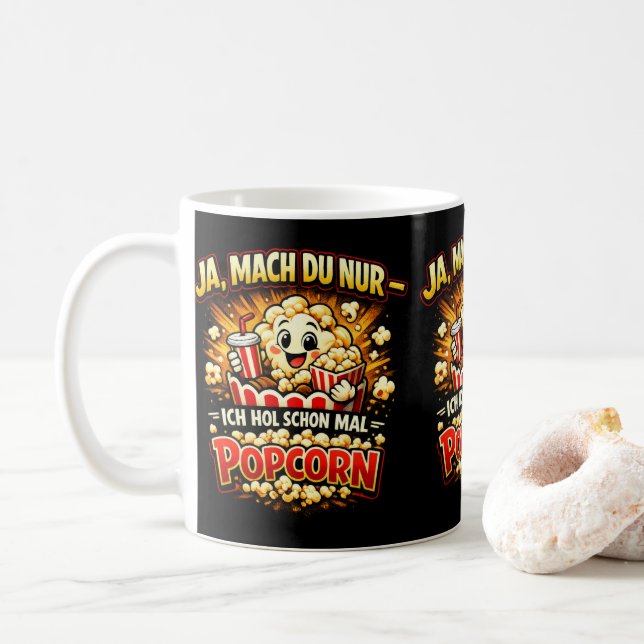 Caneca De Café Cute Popcorn Joke – German Funny Saying (Com Donut)