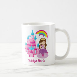 Caneca De Café Cute Princess Castle Kids Pink Personalizado