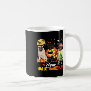 Caneca De Café Cute Pug Happy Hallothanksmas Halloween Thanksgivi