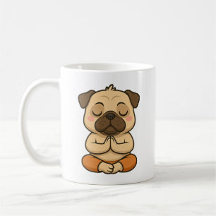 Caneca De Café Cute pug ioga meditação relaxamento desenho animad