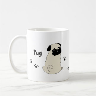 Caneca De Café Cute pug mug かわいいパグのイラストのマグカップ