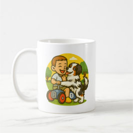 Caneca De Café Cute Puppy and Kid Playtime