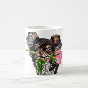 Caneca De Café Cute Puppy com Rosa - Romântico