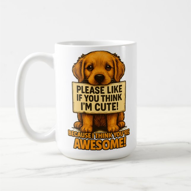 Caneca De Café Cute Puppy, Funny Dog Lover Quote (Esquerda)