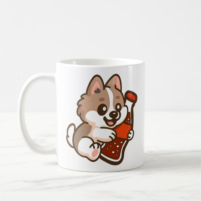 Caneca De Café Cute Puppy Hugging Soda Bottle (Esquerda)