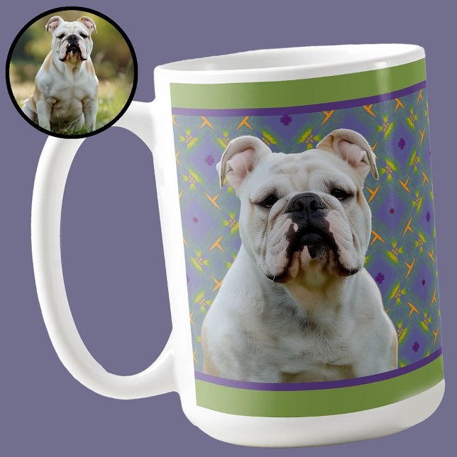 Caneca De Café Cute Purple Modern Photo Gift for Puppy Dog Mom (Criador carregado)