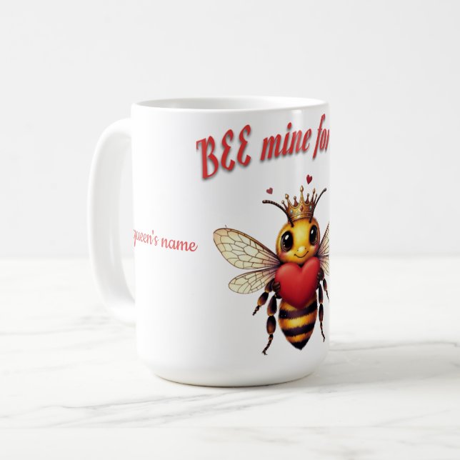 Caneca De Café cute queen bee valentine (Frente Esquerda)