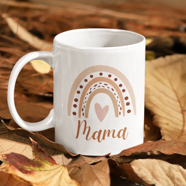 Caneca De Café Cute Rainbow Boho Heart Mama (Criador carregado)