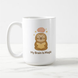 Caneca De Café Cute Reading Bear — My Brain Is Magic Motivational