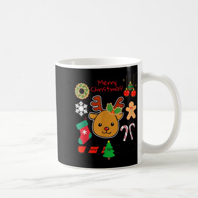 Caneca De Café Cute Reindeer Christmas Cartoon Holiday Festive Ar (Direita)