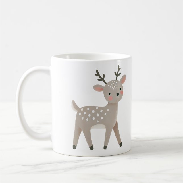Caneca De Café Cute Reindeer Drawing Christmas (Esquerda)