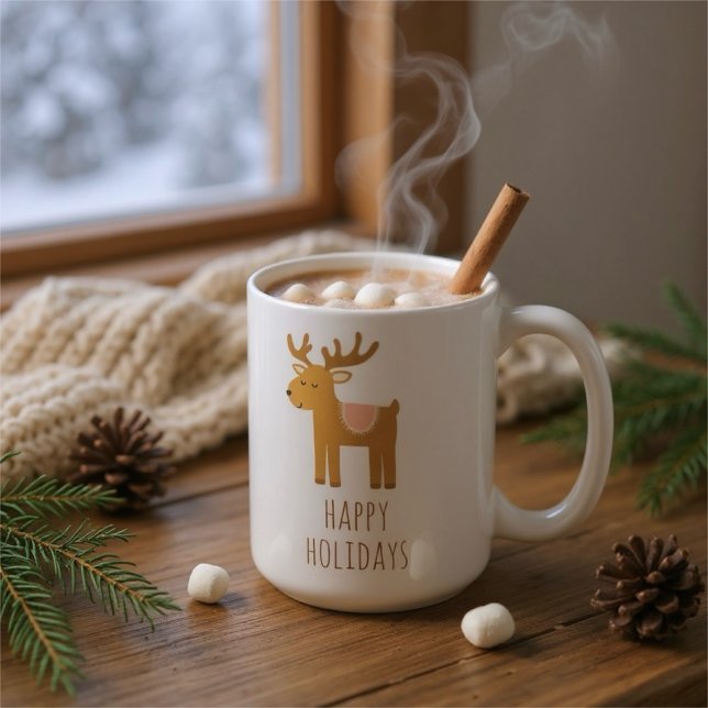 Caneca De Café Cute Reindeer Holiday Coffee Mug Christmas Gift (Criador carregado)