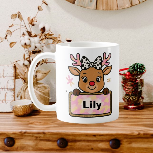 Caneca De Café Cute Rudolph Reindeer Christmas Mug for Kids (Cute Rudolph Reindeer Christmas Mug for Kids)