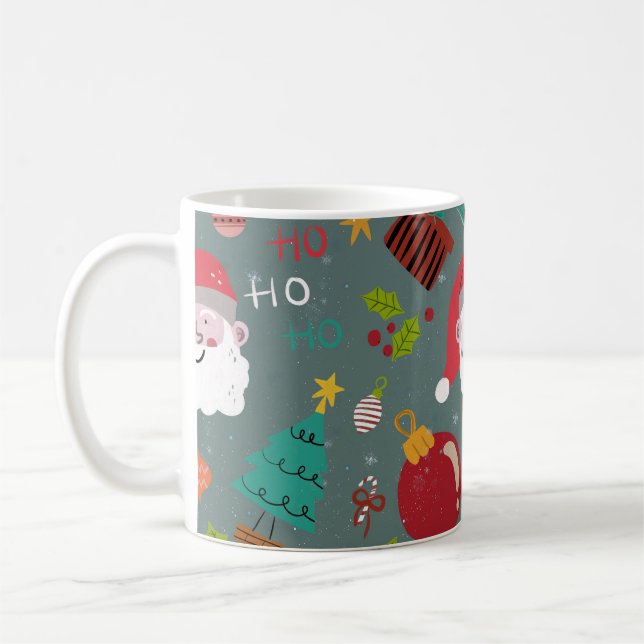Caneca De Café Cute Santa and Christmas Pattern (Esquerda)