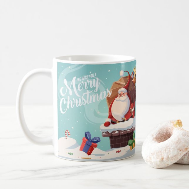Caneca De Café Cute Santa Claus Merry Christmas Mug | Festive Hol (Com Donut)