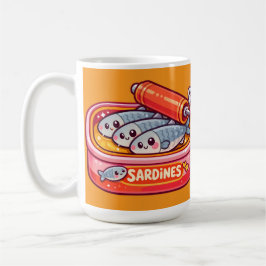Caneca De Café Cute Sardines Can Pink Orange