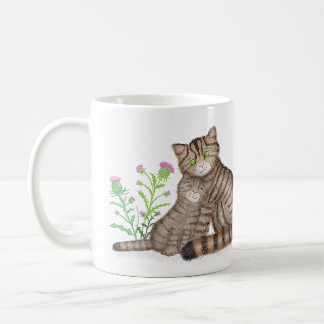 Caneca De Café Cute Scottish Wildcat and kitten mug (Esquerda)
