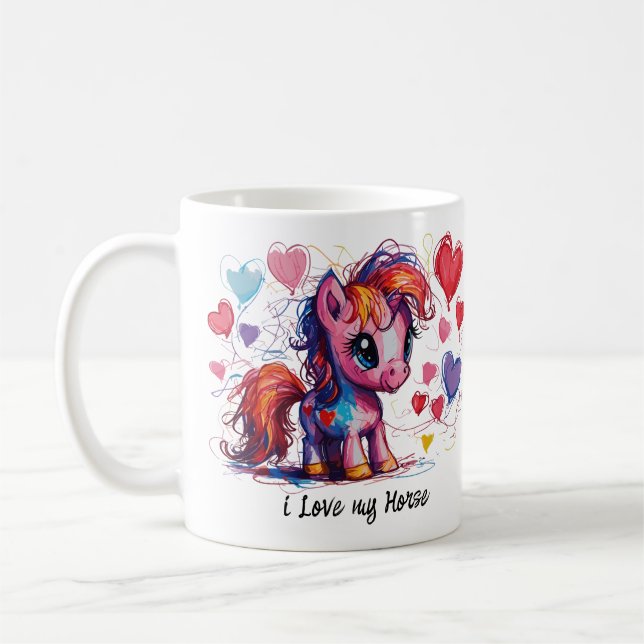 Caneca De Café Cute Scribble Pony 1 (Esquerda)