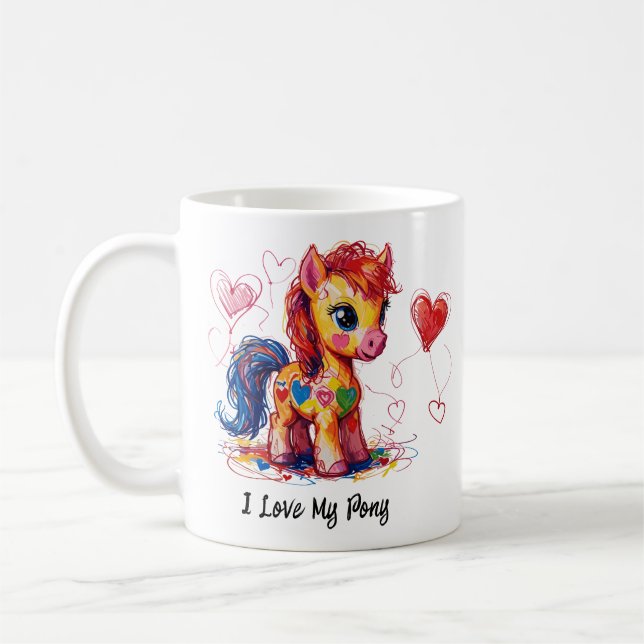 Caneca De Café Cute Scribble Pony 1 (Esquerda)