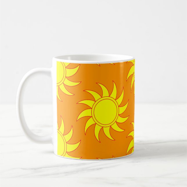 Caneca De Café Cute seamless pattern of sun. Doodle hand drawn st (Esquerda)