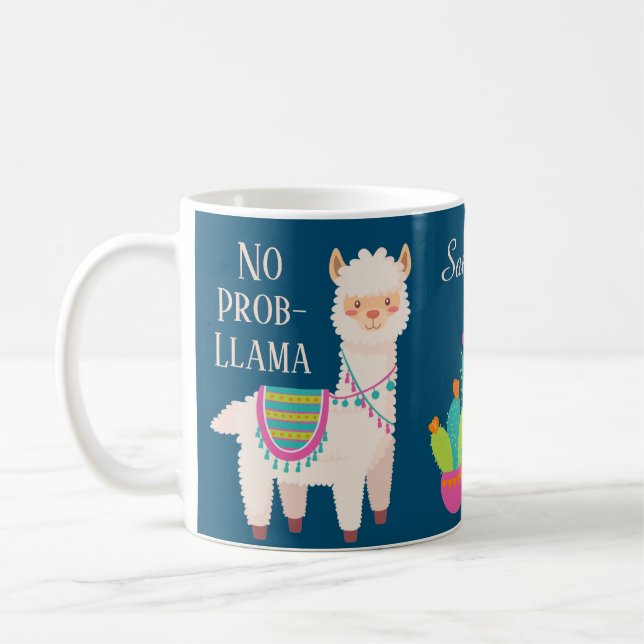 Caneca De Café Cute Sem Nome Personalizado ProbLlama (Esquerda)