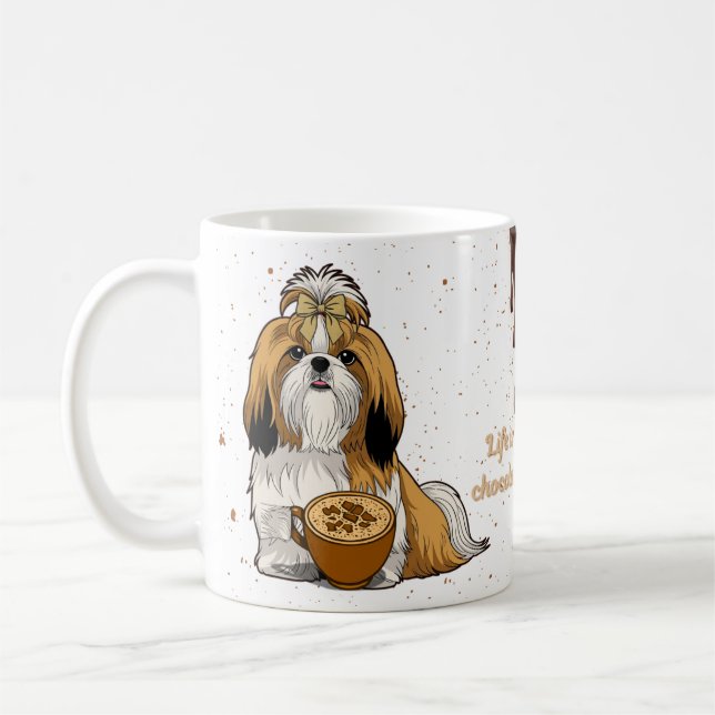 Caneca De Café Cute Shih Tzu White background Coffee Cup (Esquerda)