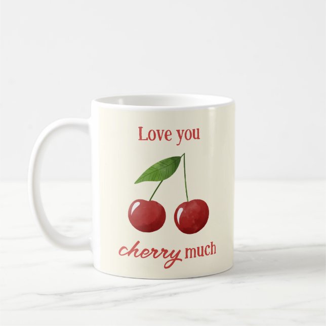 Caneca De Café Cute Simple Cherries Love Cherry Photo Valentines (Esquerda)