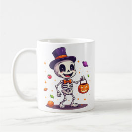Caneca De Café Cute Skeleton With Candy Halloween Mug