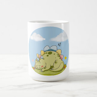 Caneca De Café Cute Sleeping Baby Dinosaur Pastel Mug
