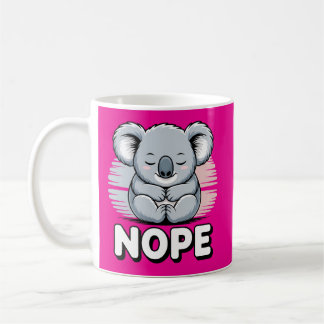 Caneca De Café Cute Sleeping Koala “Nope” Funny Cartoon