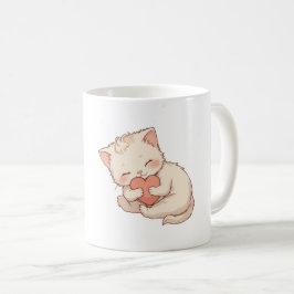 Caneca De Café Cute Sleeping Little Angel Hugging a Heart Mug