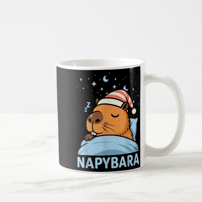Caneca De Café Cute Sleepy Capybara Funny Napybara Pajamas  (Direita)