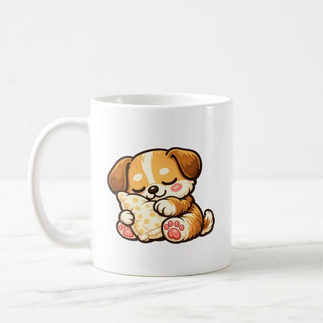 Caneca De Café Cute Sleepy Puppy with Pillow (Esquerda)